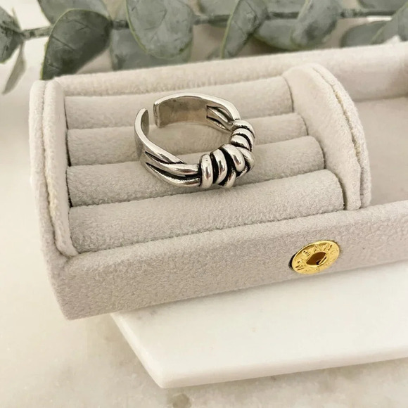 925 Sterling Silver Knot Ring Stackable Ring Chunky Ring Band Twist Ring - Picture 6 of 10